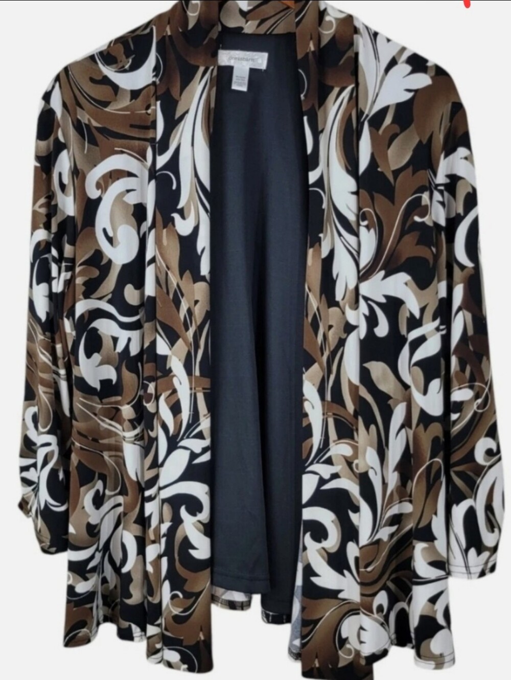 Dressbarn Woman's 3X Plus Black/Brown/Tan Open Front Top